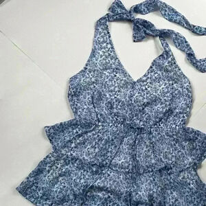 Cottagecore floral blue & white Like New mini dress
